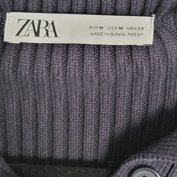 Zara Dark Blue Ribbed Knit Top - Picture 3 of 4